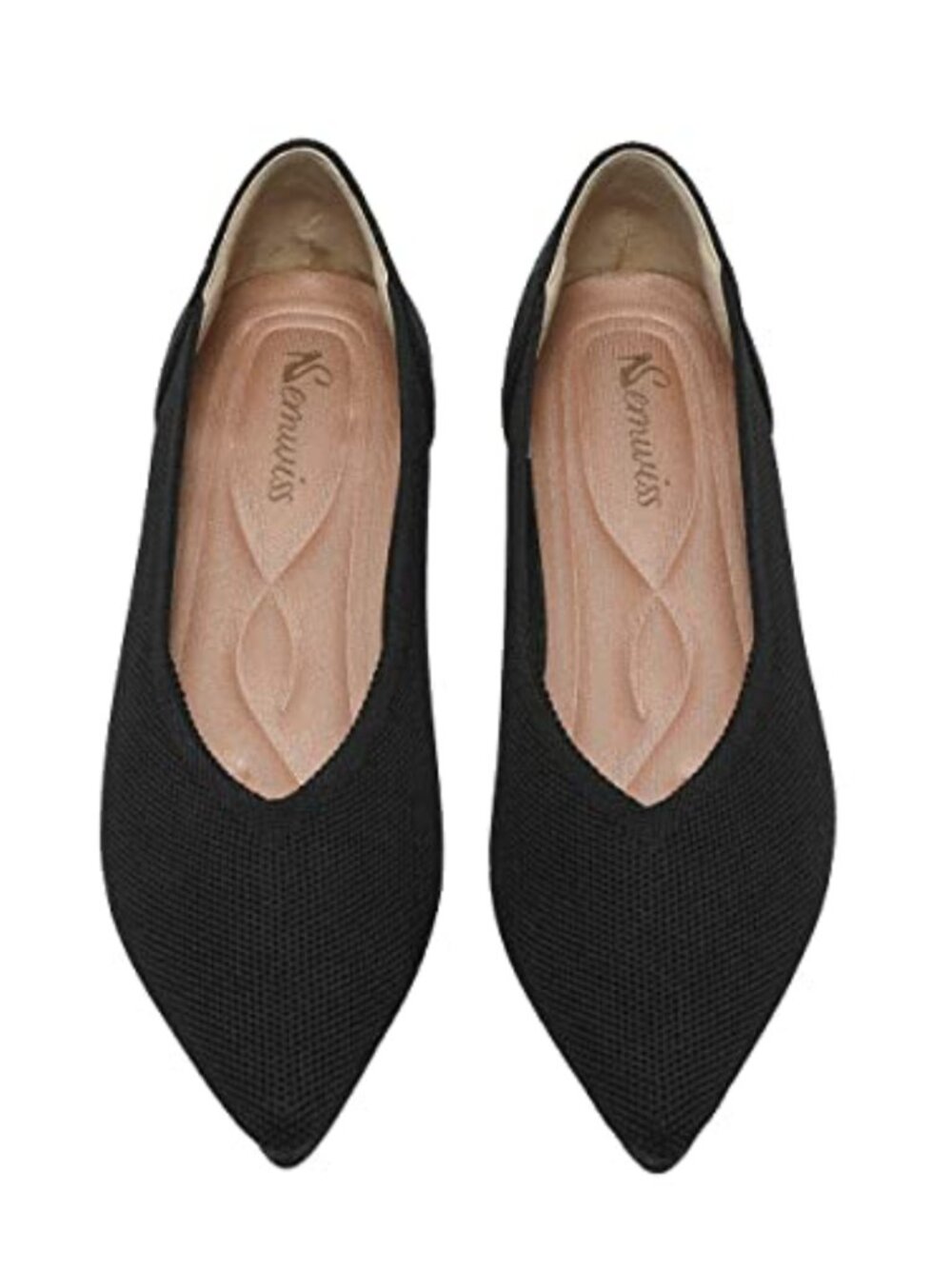 Women's Pointed Toe Ballet Flats Breathable Knit Work Shoes Memory Foam